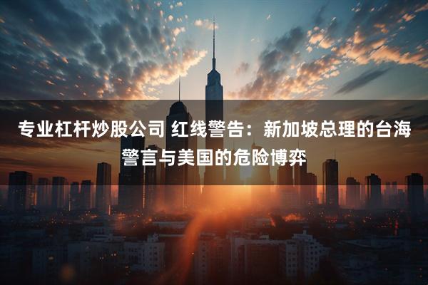 专业杠杆炒股公司 红线警告：新加坡总理的台海警言与美国的危险博弈