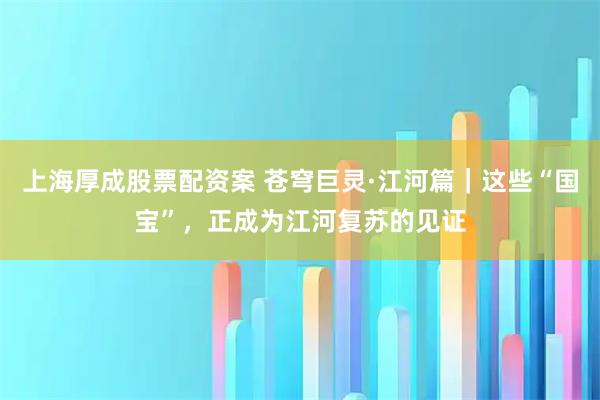 上海厚成股票配资案 苍穹巨灵·江河篇｜这些“国宝”，正成为江河复苏的见证